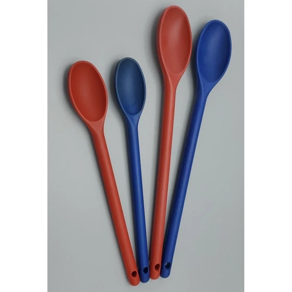 Vintage 2003 4 Durable Blue‎ and Red Plastic Cooking Stirring Spoons 15